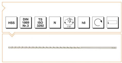 HSS Din 1869-3 Straight Shank Twist Drills Extra Long Series - Type N