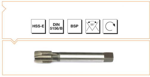 HSS-E DIN 5156B Machine Taps with Straight Flute - Whitworth Pipe Thread