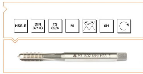 HSS-E Din 371/C Machine Taps with Straight Flute - Metric Thread