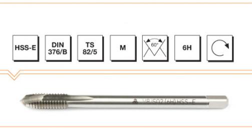 HSS-E Din 376/B Machine Taps with Straight Flute - Metric Thread