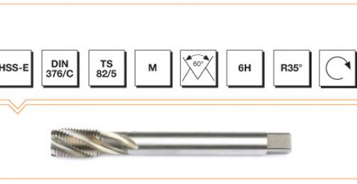 HSS-E Din 376/C Machine Taps with Helical Flute - Metric Thread