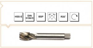 HSS-E Din 5156C Machine Taps with Helical Flute - Whitworth Pipe Thread